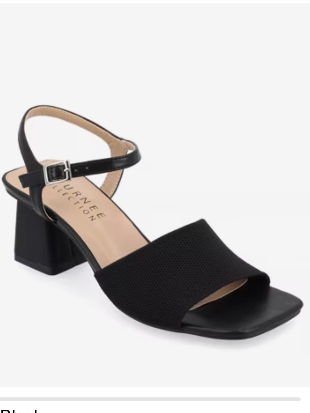Journee Collection EVELIN Black Slingback Block Heel Sandal